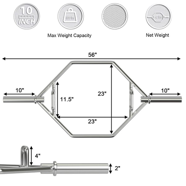 Trap Bar, 56 Inch, Krom - materiale: Stål