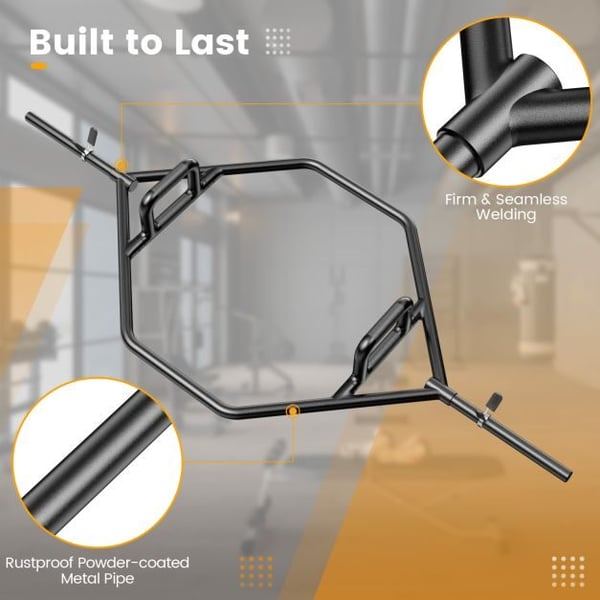 Hexagon vægtstang trap bar, 142x62x13 cm, sølv