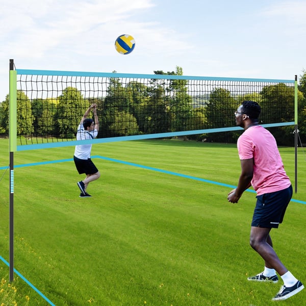 Volleyballnet sæt, 9,75x0,9 m, blå grøn gul