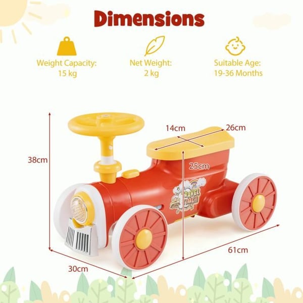 Ride On Bil, 61x30x38 cm, Orange