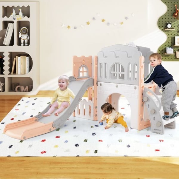 cmdendørs legeplads rutsjebane og klatreleg, 176x138x102 cm, pcmk, grå