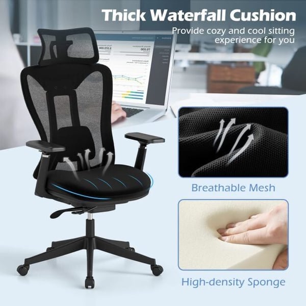 Toimistotuoli, Ergonomcmen Verkkomallcmen Korkea Selkänoja Johtajamalli, Musta