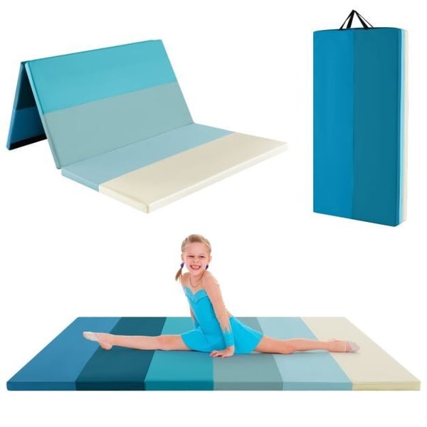 Foldbar gymnastikmåtte, 3-panel, blå