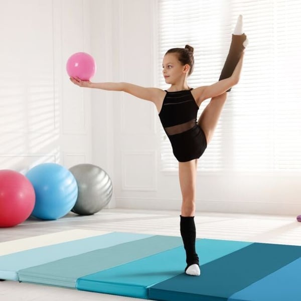 Foldbar gymnastikmåtte, 3-panel, blå