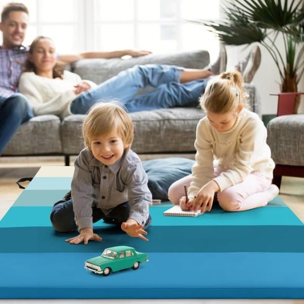 Foldbar gymnastikmåtte, 3-panel, blå