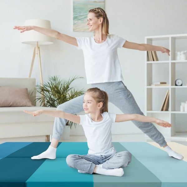 Foldbar gymnastikmåtte, 3-panel, blå