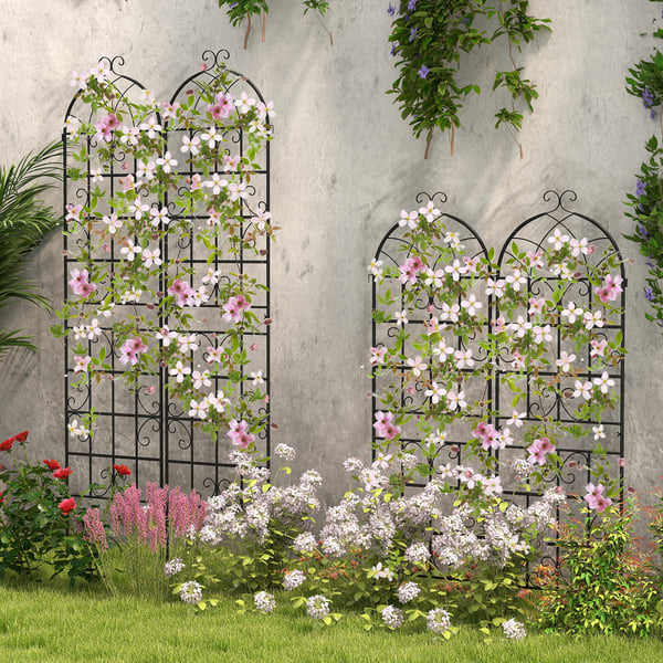 Metal espalier sæt, 4 dele, 180x50 cm, sort