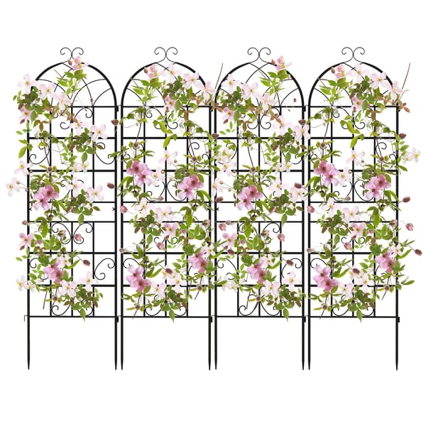 Metal espalier sæt, 4 dele, 180x50 cm, sort