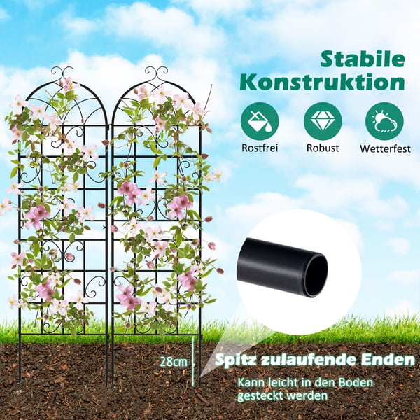 Metal espalier sæt, 4 dele, 180x50 cm, sort