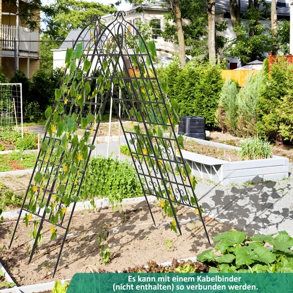 Metal espalier sæt, 4 dele, 180x50 cm, sort
