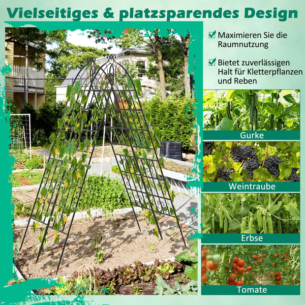 Metal espalier sæt, 4 dele, 180x50 cm, sort