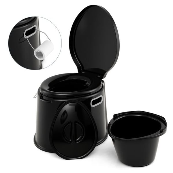 Bærbar Rejsetoilet, Sort - materiale: Premium PP