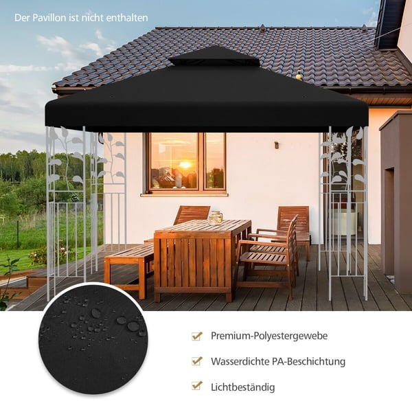 Pavillon tag, 3x3 m, sort