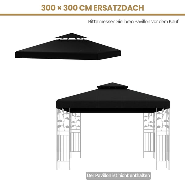 Paviljongin katto, 3x3 m, Musta