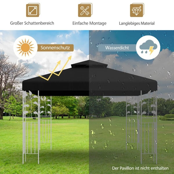 Paviljongin katto, 3x3 m, Musta
