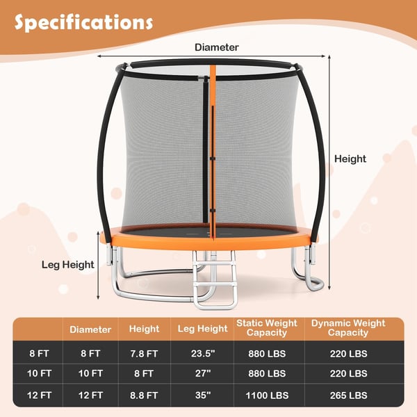 Udendørs Trampolcm, 10FT, Orange