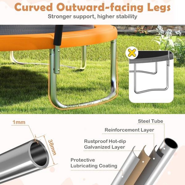 Udendørs Trampolcm, 10FT, Orange