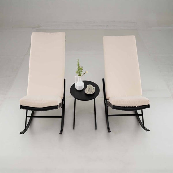 Bistrosæt, 3 dele, PE rattan, metal