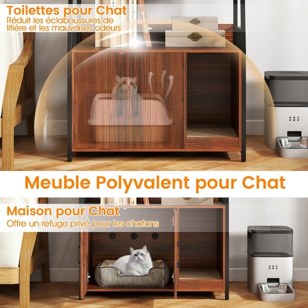 Kattekassecmdhegncmg, 49x38x44,5 cm, valnød, sort