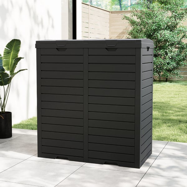 Udendørs affaldsspand, 135L, 77x40x86 cm, Sort