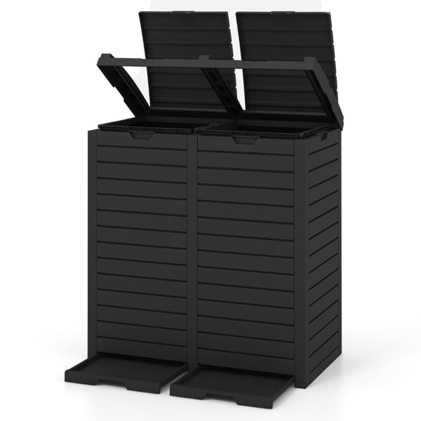 Udendørs affaldsspand, 135L, 77x40x86 cm, Sort