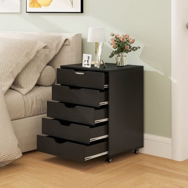 Kommode, 49x40x64 cm, Sort - materiale: MDF, konstrueret træ