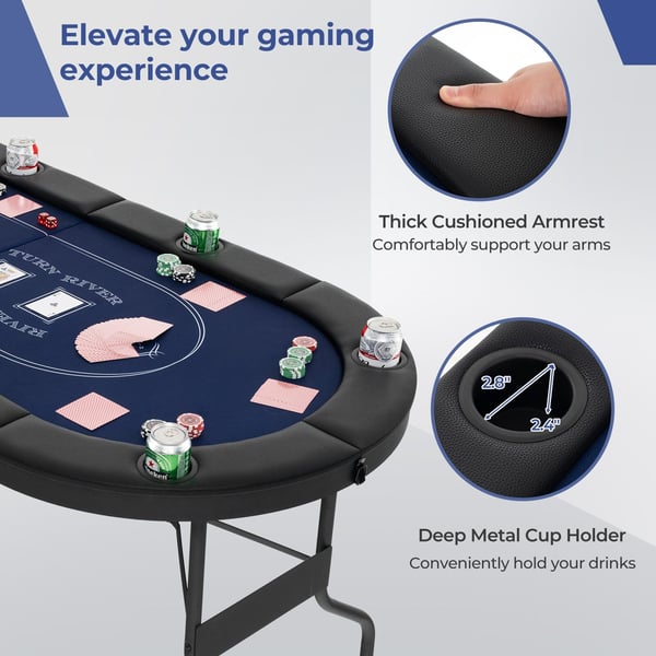 Pokerbord, 182x82x75 cm, Sort