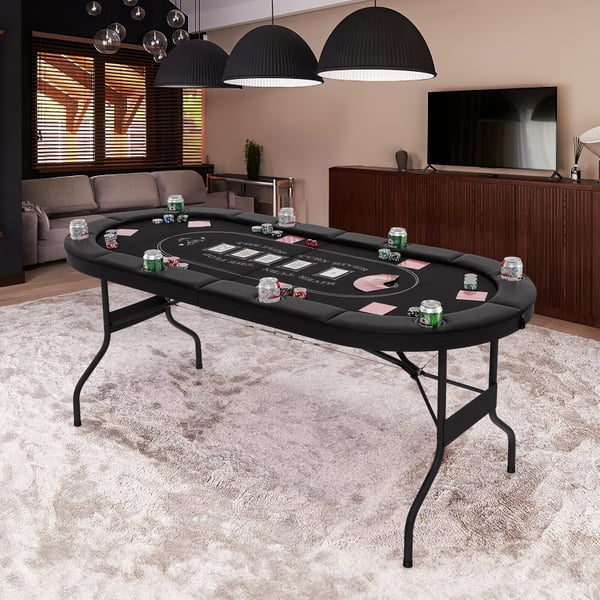 Pokerbord, 182x82x75 cm, Sort Blå