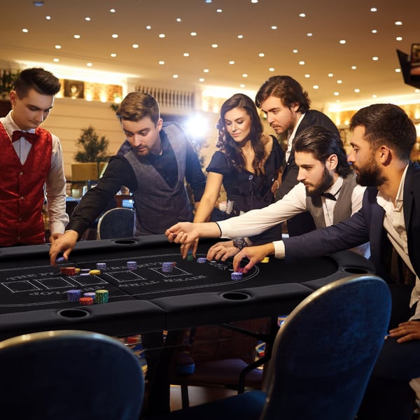 Pokerbord, 182x82x75 cm, Sort Blå