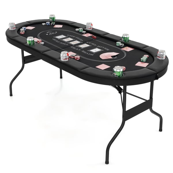 Pokerbord, 182x82x75 cm, Sort Blå