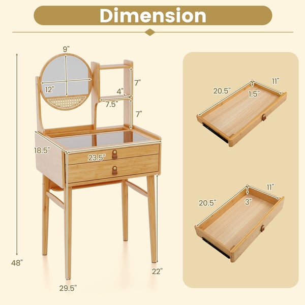 Toiletsbord, 23,5cm, naturlig
