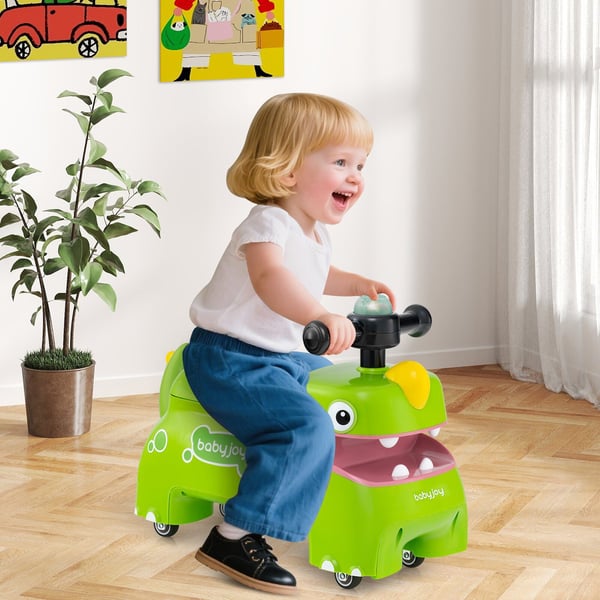 Potkuauto taaperoille, dinosaurus, vihreä, musiikki ja valot