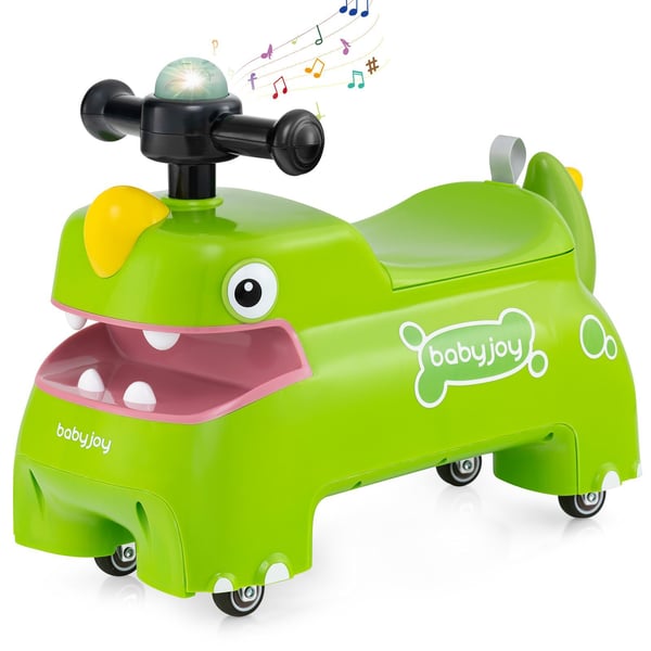 Potkuauto taaperoille, dinosaurus, vihreä, musiikki ja valot
