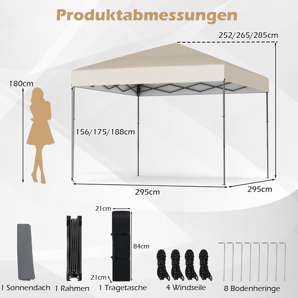 Pavillon, 3x3 m, Hvid - materiale: Oxford-stof med sølvbelægning