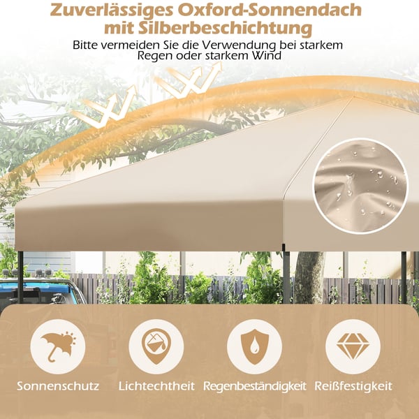 Pavillon, 3x3 m, Hvid - materiale: Oxford-stof med sølvbelægning