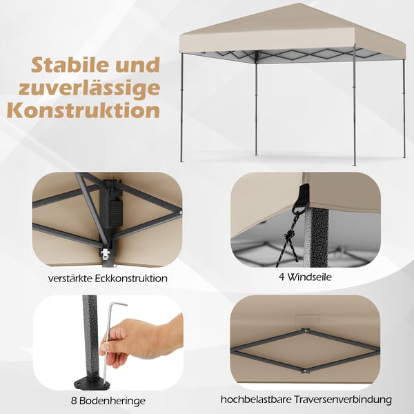 Pavillon, 3x3 m, Hvid - materiale: Oxford-stof med sølvbelægning