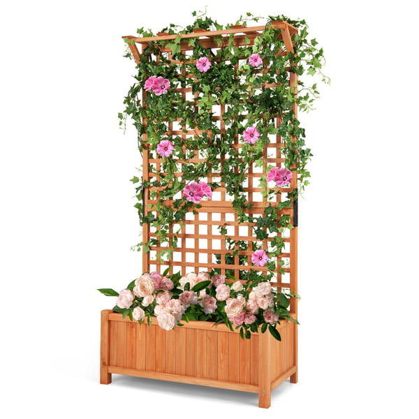 Hævet plantebed med espalier og hængende tag, 35.5x17.5x72.5 cm, natur