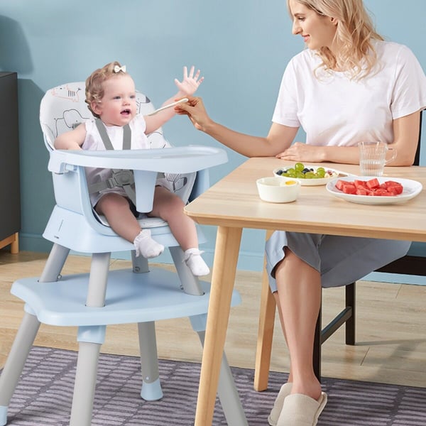 Babyhøjstol, 6 i 1, Blå - materiale: Premium, ikke-giftig PP