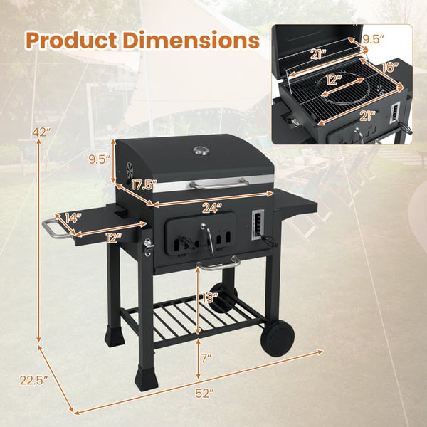 Trækulsgrill, tønde, 3510 cm2
