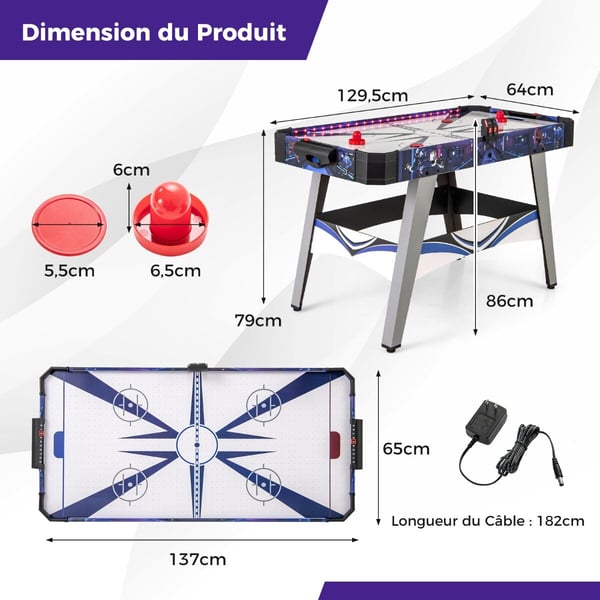 Airhockeybord, Motoriseret, Hvid