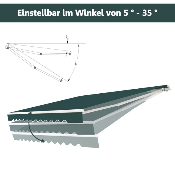 Markiisi, 400x250 cm, Vihreä - Materiaali: 280G polyesterikangas PU-pinnoitteella