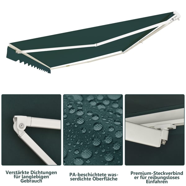 Markiisi, 400x250 cm, Vihreä - Materiaali: 280G polyesterikangas PU-pinnoitteella