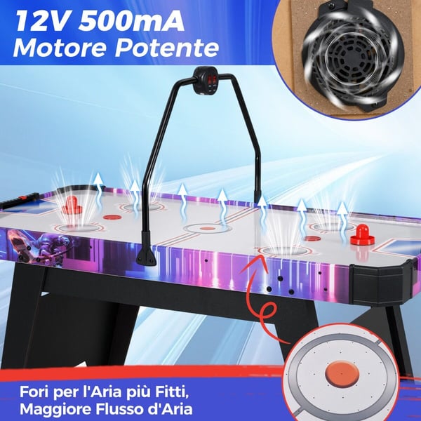 Arcade Spilbord, 144 cm Air Hockey Bord, 144x68x81 cm, Sort