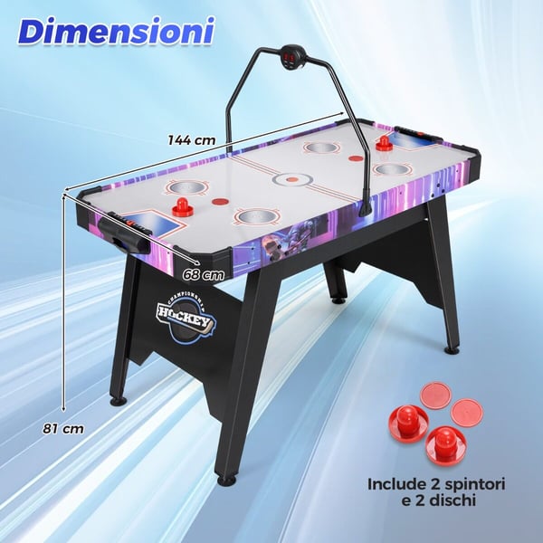 Arcade Spilbord, 144 cm Air Hockey Bord, 144x68x81 cm, Sort