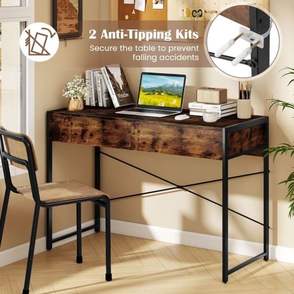 Computerskrivebord, 111x48x76 cm, Brun