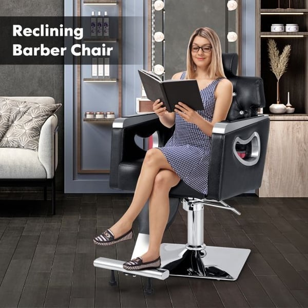 Barberstol, 261x86x104-119,5 cm, Sort