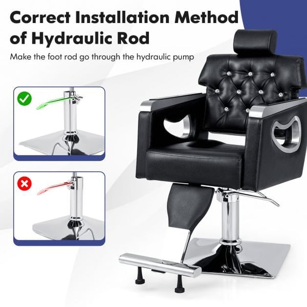 Barberstol, 261x86x104-119,5 cm, Sort
