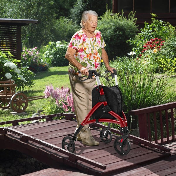 Rollator, 30,5x26,5x34-38cm, Rød