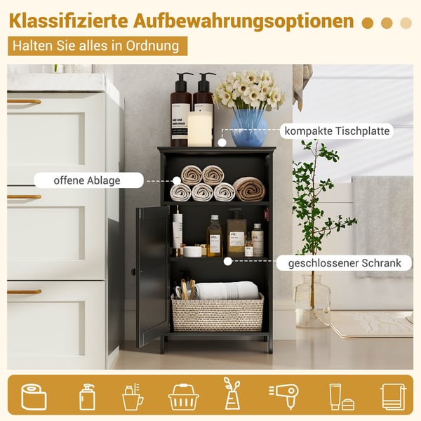 Badeværelsesgulvskab,,,Sort - materiale: P2 MDF