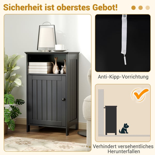 Badeværelsesgulvskab,,,Sort - materiale: P2 MDF